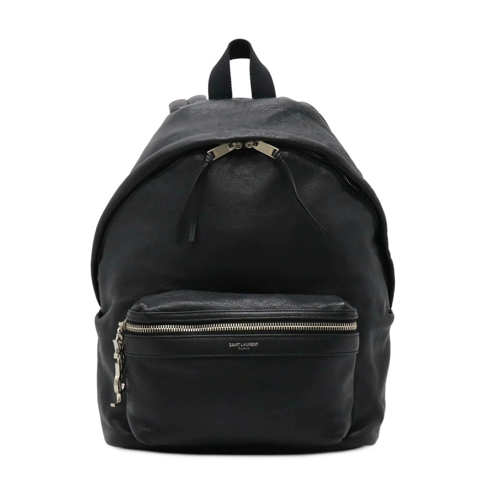 SAINT LAURENT PARIS YSL City Backpack Calf Leather Black